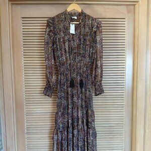 NEW WITH TAGS Allison New York Nora Maxi Dress Smocked Long Sleeve M/L